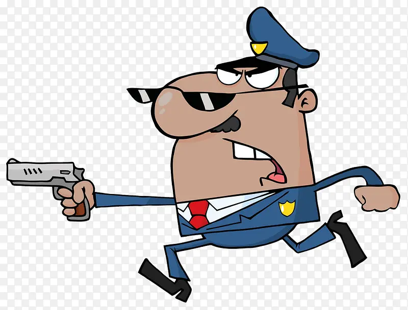 卡通形象戴蓝色帽子的警察