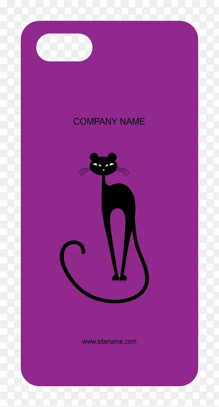 紫色猫咪手机壳图案设计
