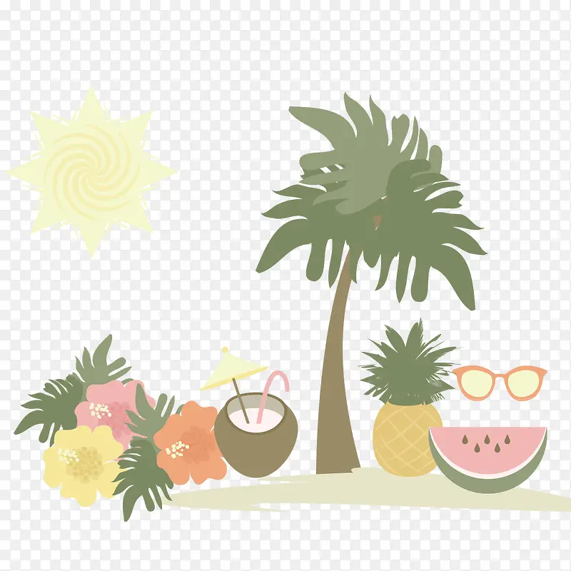 椰子树和水果