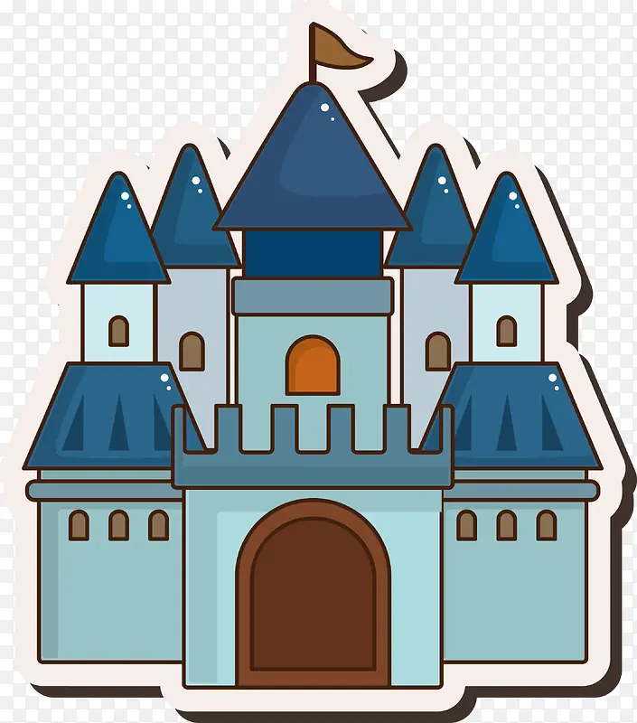 蓝色卡通童话城堡房屋图