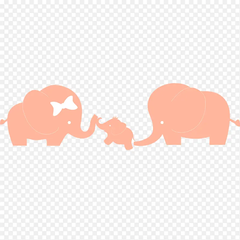 卡通可爱的大象家庭