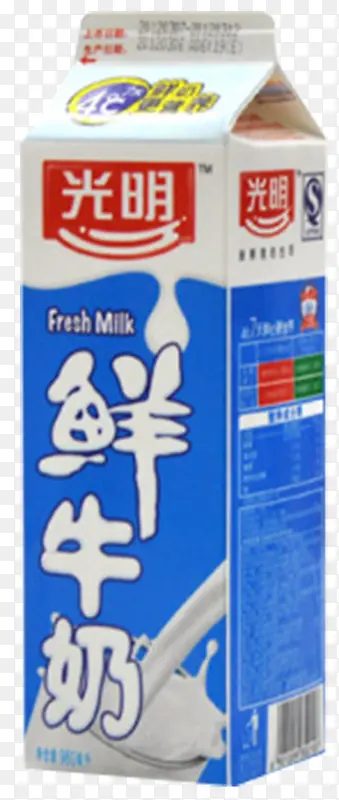蓝色光明纯鲜牛奶盒罐