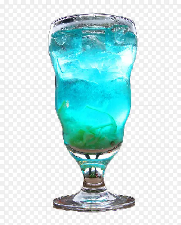 玻璃高脚杯里的蓝色妖姬