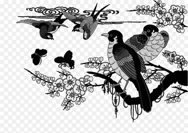中式风格花鸟图