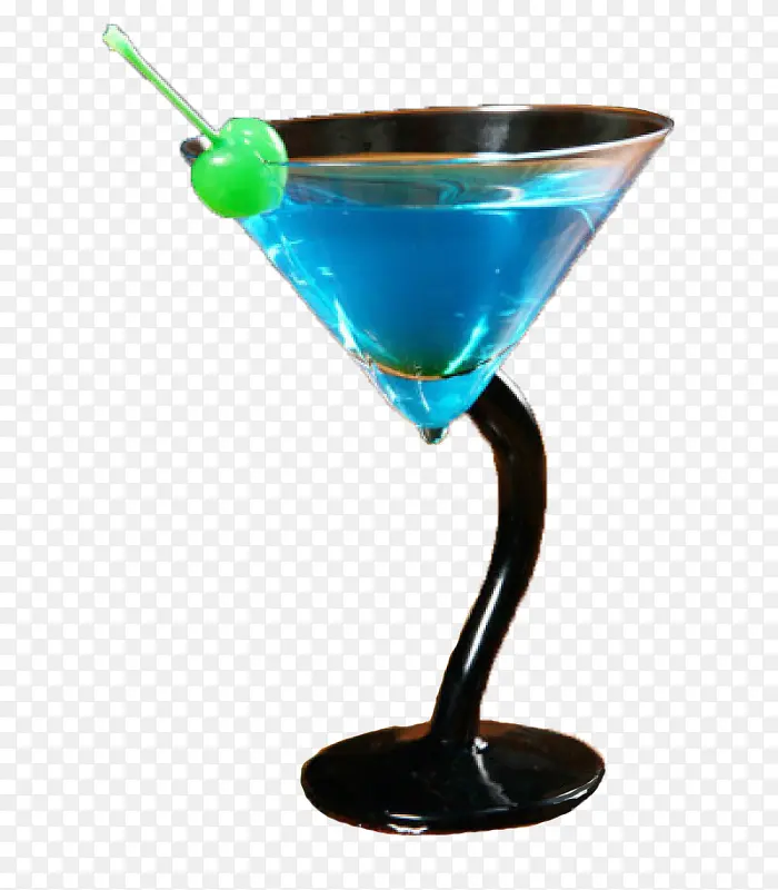 锥形玻璃高脚杯蓝色鸡尾酒