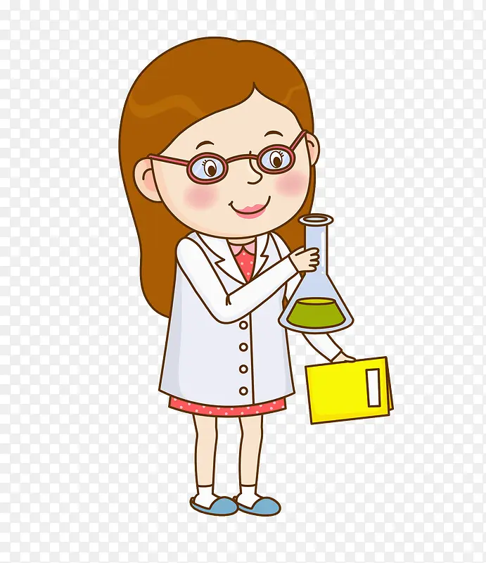 拿着烧杯做实验的女人