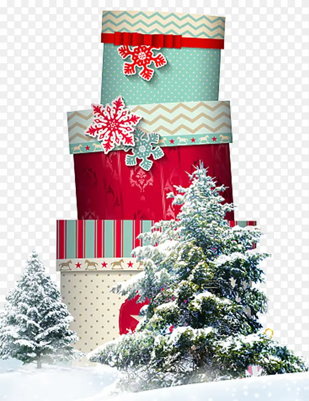 雪地圣诞节礼物海报背景