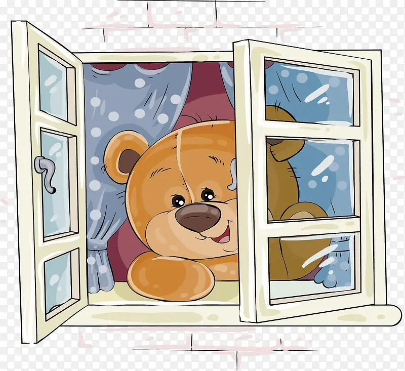 望向窗外的小熊