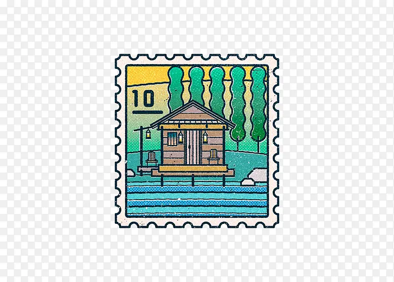 创意设计风景邮票