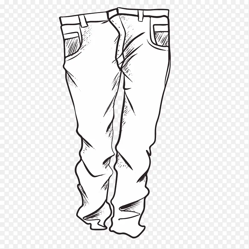 手绘线稿素描裤子