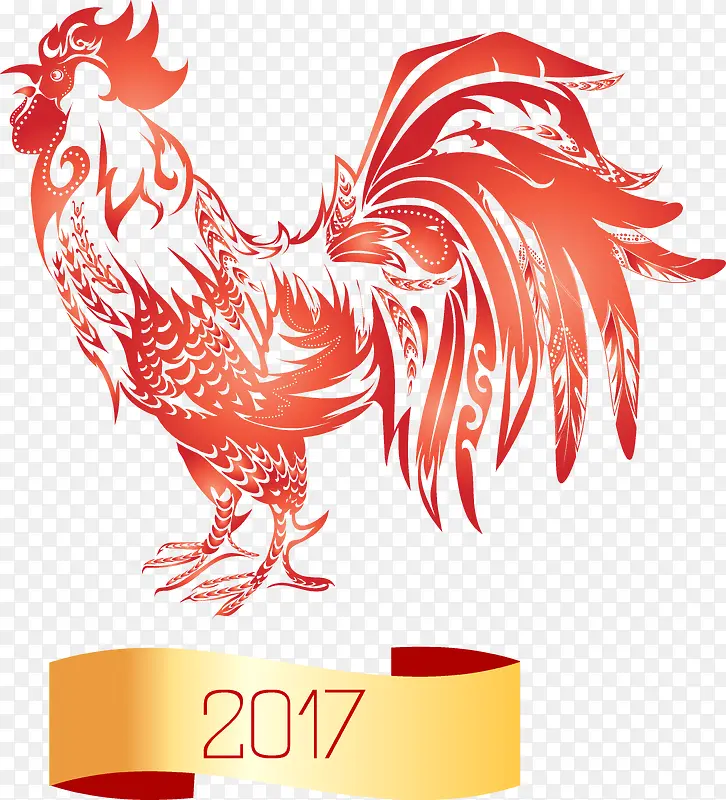 红色鸡年2017