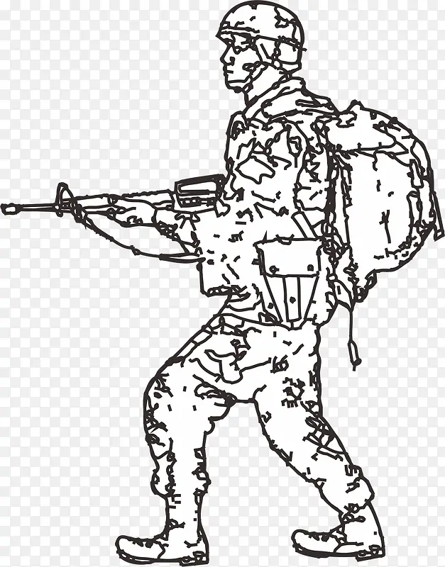 手绘的美国大兵卡通
