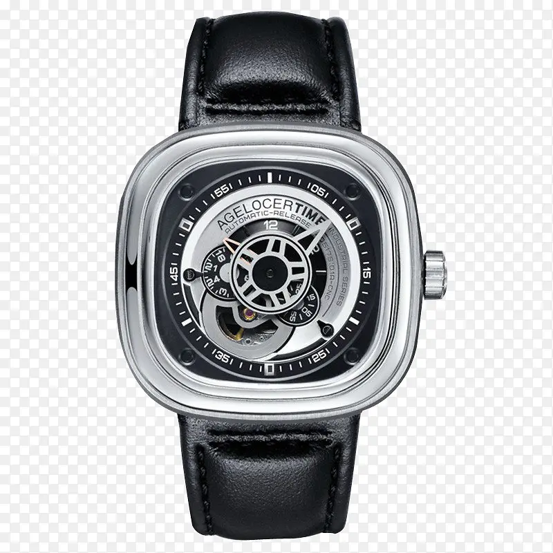 黑色银框手表