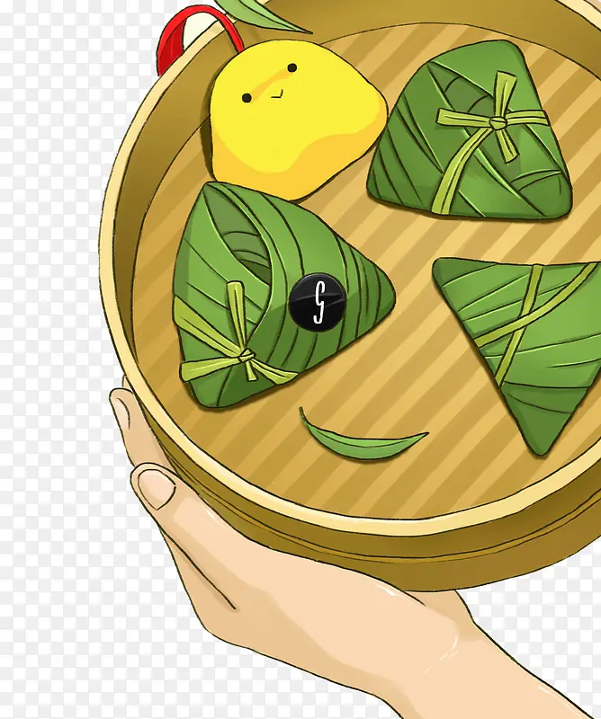 彩色圆弧蒸粽子卡通插画