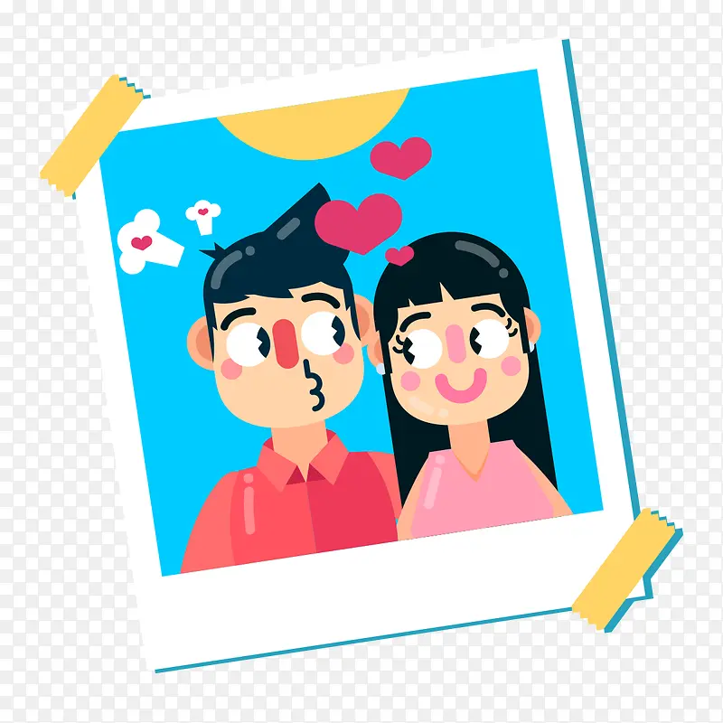 情人节创意情侣合照插画