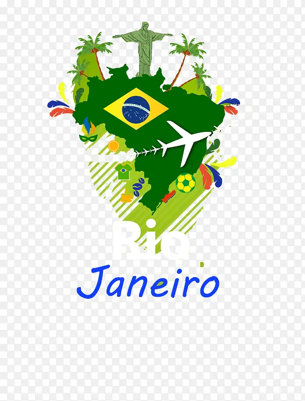 巴西旅游飞机海报背景元素