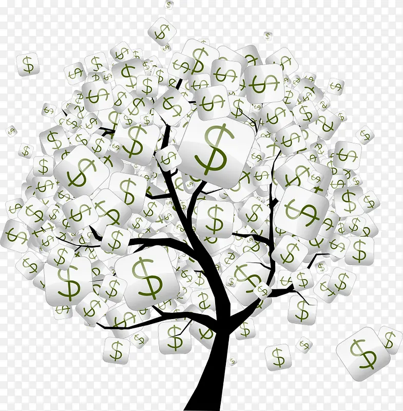 矢量金钱符号小树