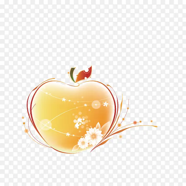 苹果 花纹 线条 暖色 装饰图案