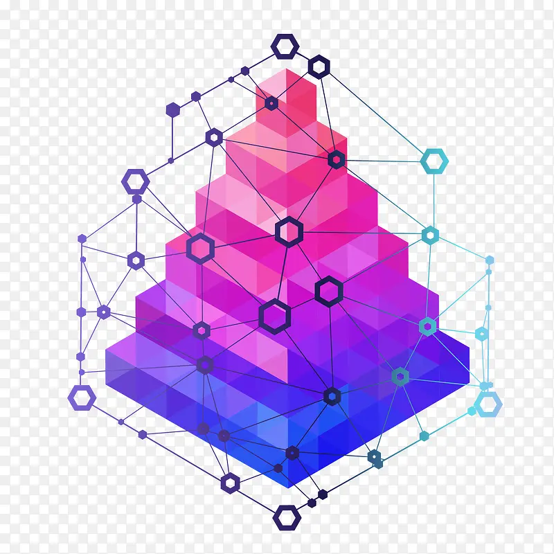 创意矢量三角塔互联网立方体抽象