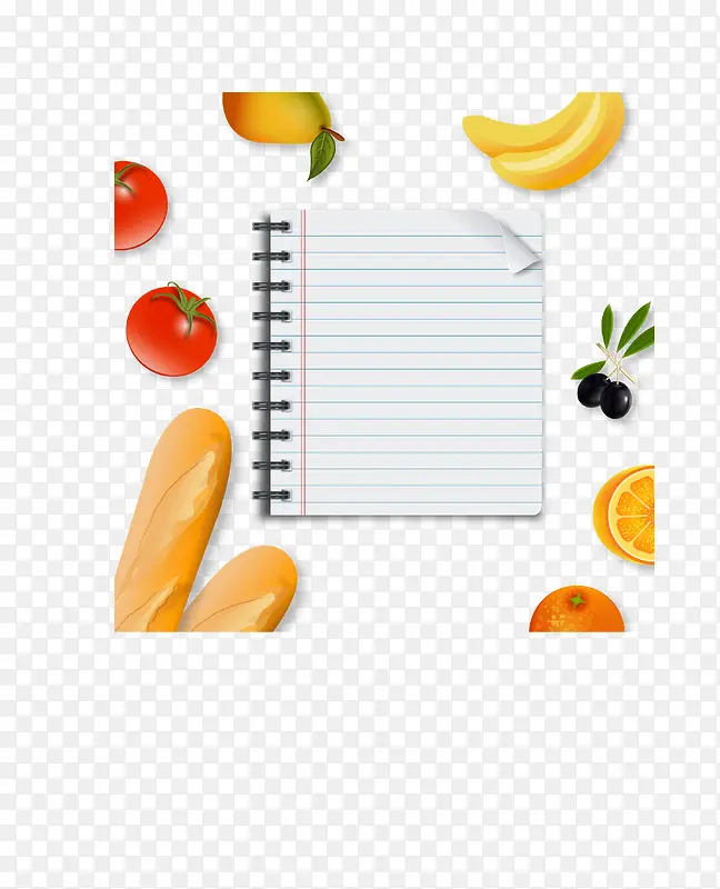 蔬菜水果面包边框和笔记本