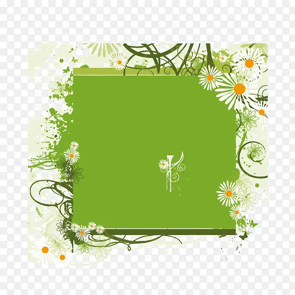 绿色 花纹 文案背景元素 春天