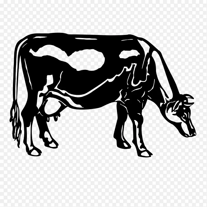 老牛吃草素材图案