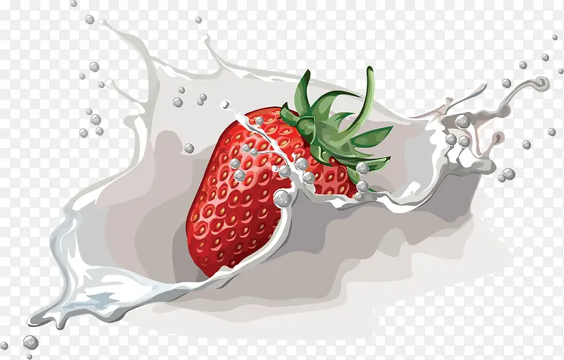 矢量草莓牛奶