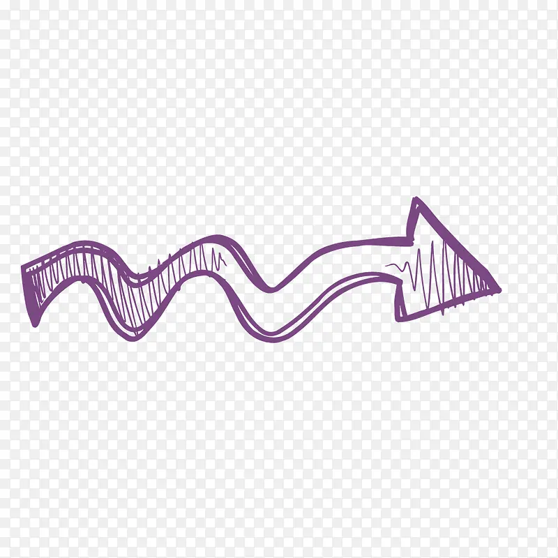 矢量紫色蛇形手绘箭号