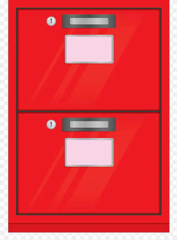 红色方形玻璃材质文件柜