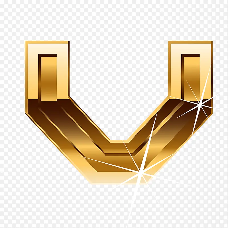 金色创意英文字母V