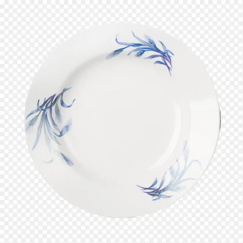 白色印着植物图案的碟子陶瓷制品
