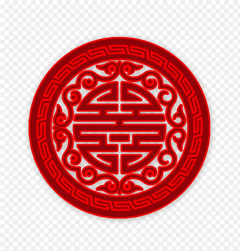 红色中国风纹理圆盘装饰图案