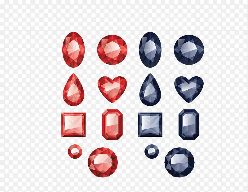 矢量彩色各种形状钻石