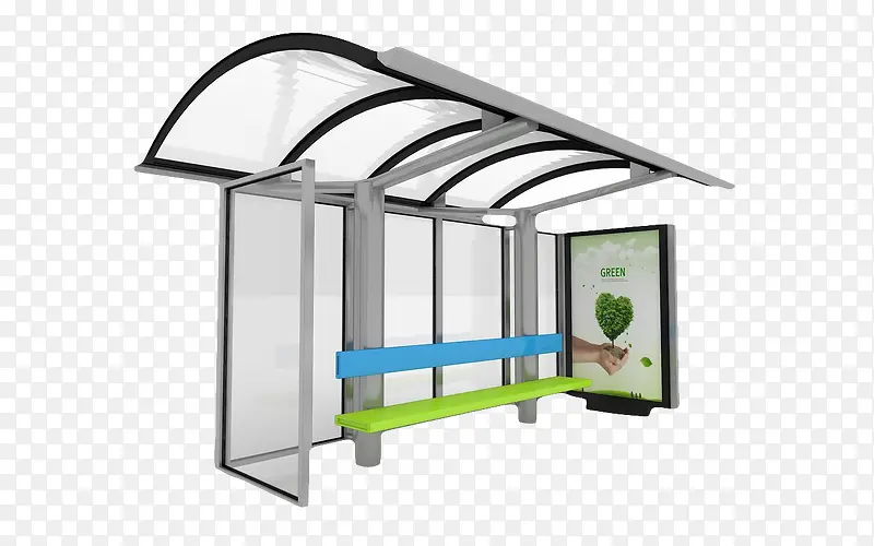 灰色玻璃透明公交车站台
