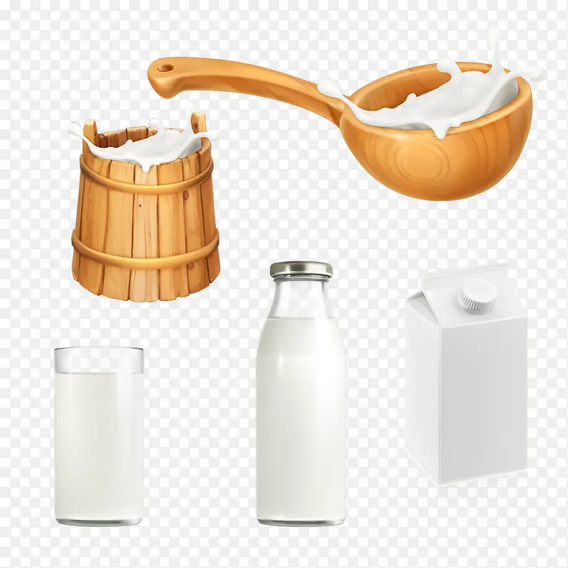 木桶木勺里的牛奶