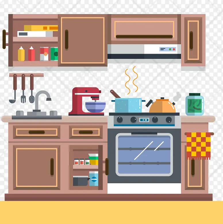卡通矢量厨房餐具电器厨具