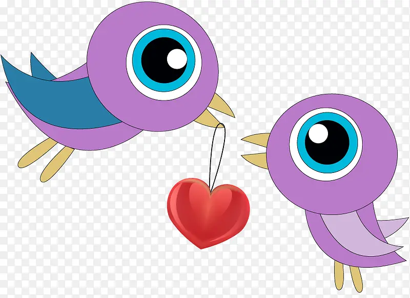 矢量元素紫色爱情鸟
