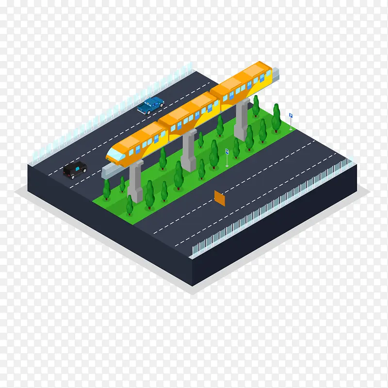 城市高铁立体3D地标建筑矢量素材