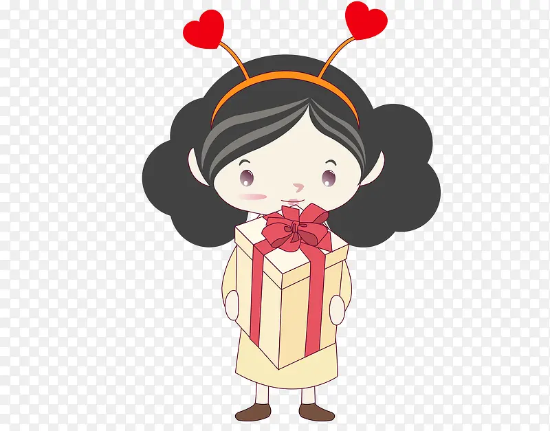 卡通萌娃女孩送礼物PNG图片素材下载_图片编号yrbklvoy-免抠素材网