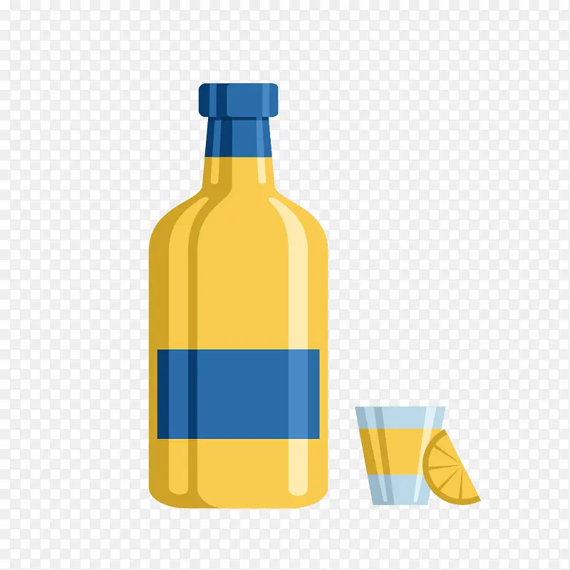 扁平化矢量卡通酒瓶