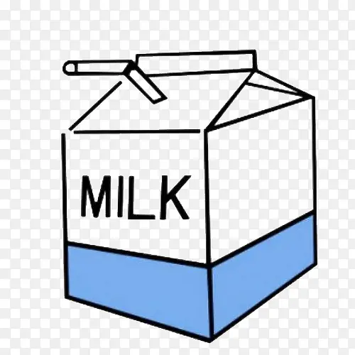 插着吸管的牛奶盒手绘