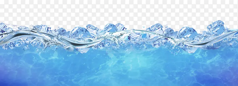 蓝色冰块浮在水面边框纹理