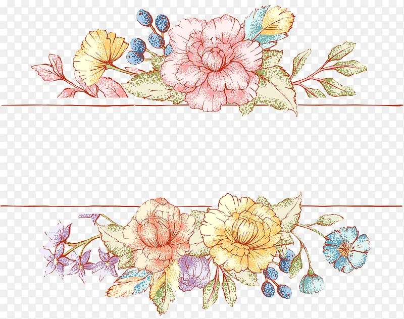 手绘清新花卉边框设计