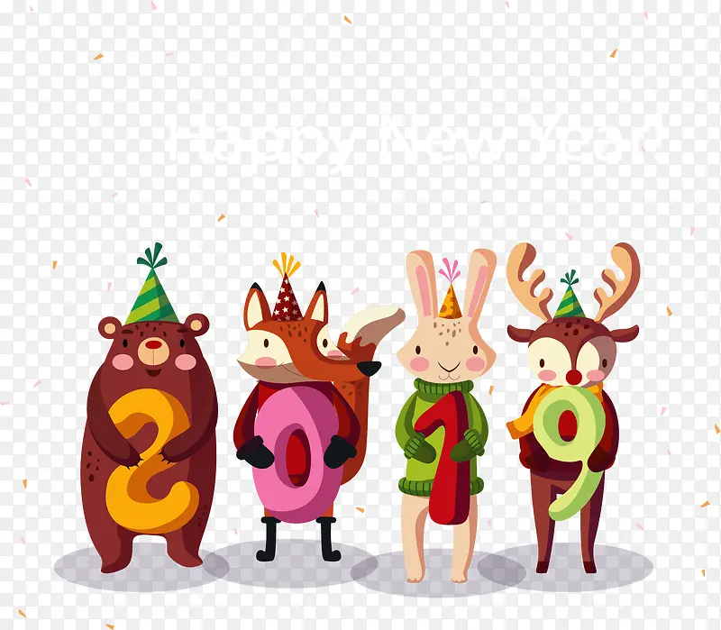 卡通动物2019新年
