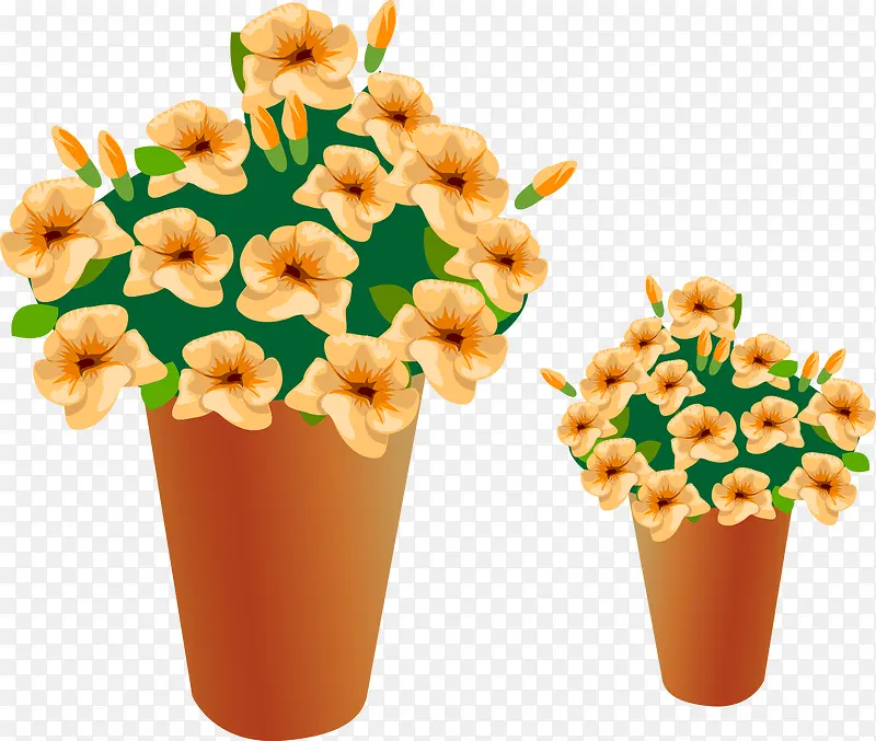 盆栽矢量黄花植物花朵