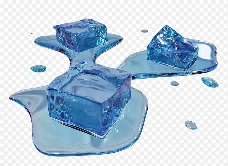 蓝色融化的冰块