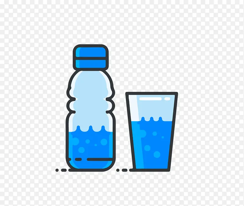 蓝色矿泉水瓶矢量图