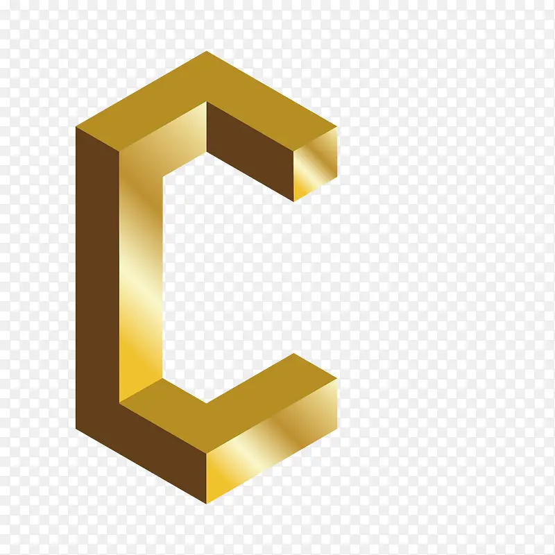 金色c4d立体效果艺术英文字母C