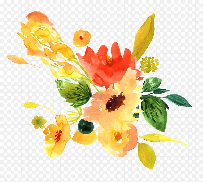 手绘水彩花卉装饰图案
