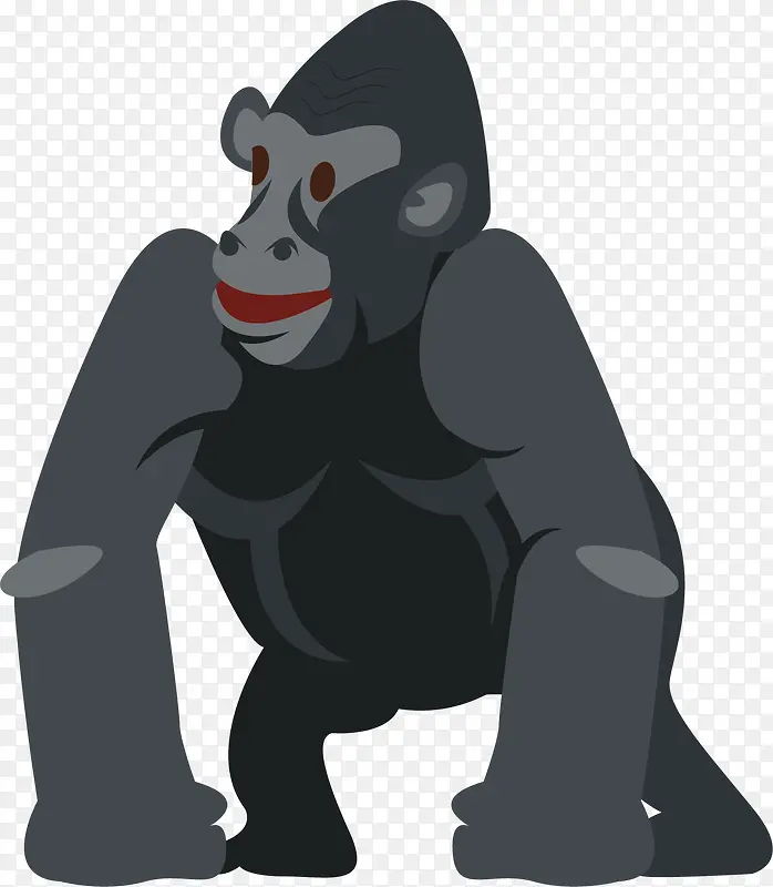 矢量图水彩灰色猩猩